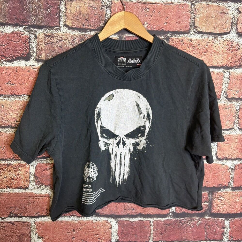 Rare Darc Sport The Punisher Stealth Cropped Womens M Black Marvel